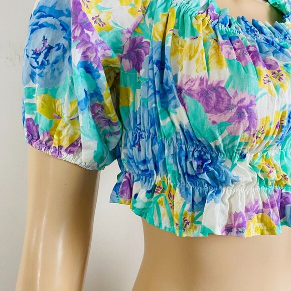 Zara Colorful Multicolor Artsy Abstract Bohemian Print Women's S Crop Top - Picture 3 of 9